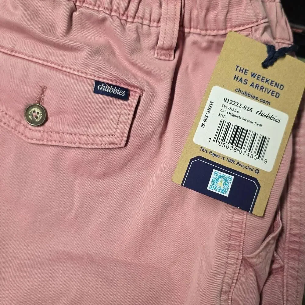 Chubbies NWT Dahlia's Original Stretch Twill Shorts Pink 7
